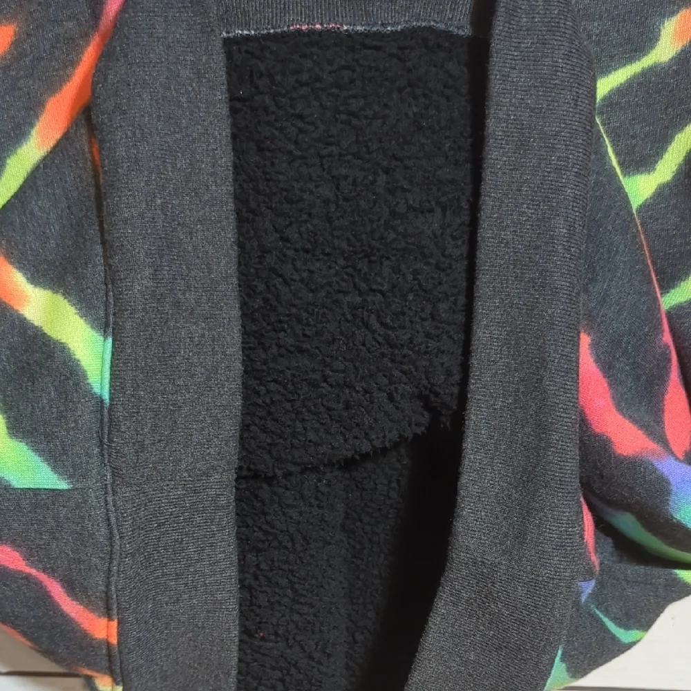 Victoria's Secret Pink Sweatshirt Zebra Rainbow Sherpa Cowl Neck Pullover Medium